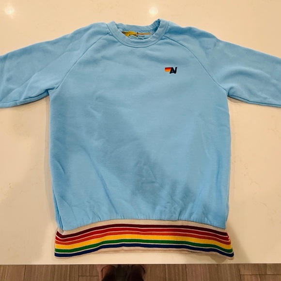 Aviator Nation Other - Woman’s Crewneck Sweatshirt and sweatpants with Rainbow hem, sleeve and cuffs.